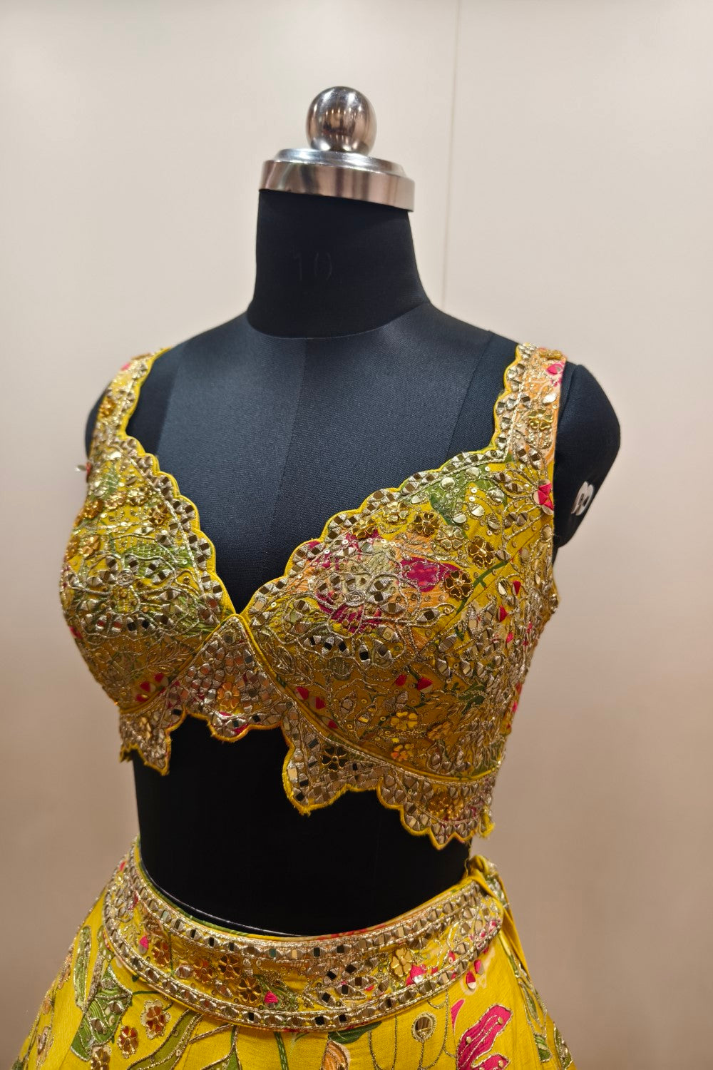 Yellow Lehenga with Delicate Soft Floral Embroidery - Designer Ethnic Wear - Ideal for Mehendi Celebrations