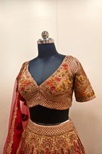 Luxurious Multi-Toned Red Lehenga with Elaborate Floral Embroidery - Designer Ethnic Wear