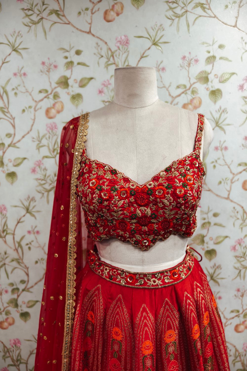 Classic Bright Red Lehenga - Traditional Designer Bridal Wear