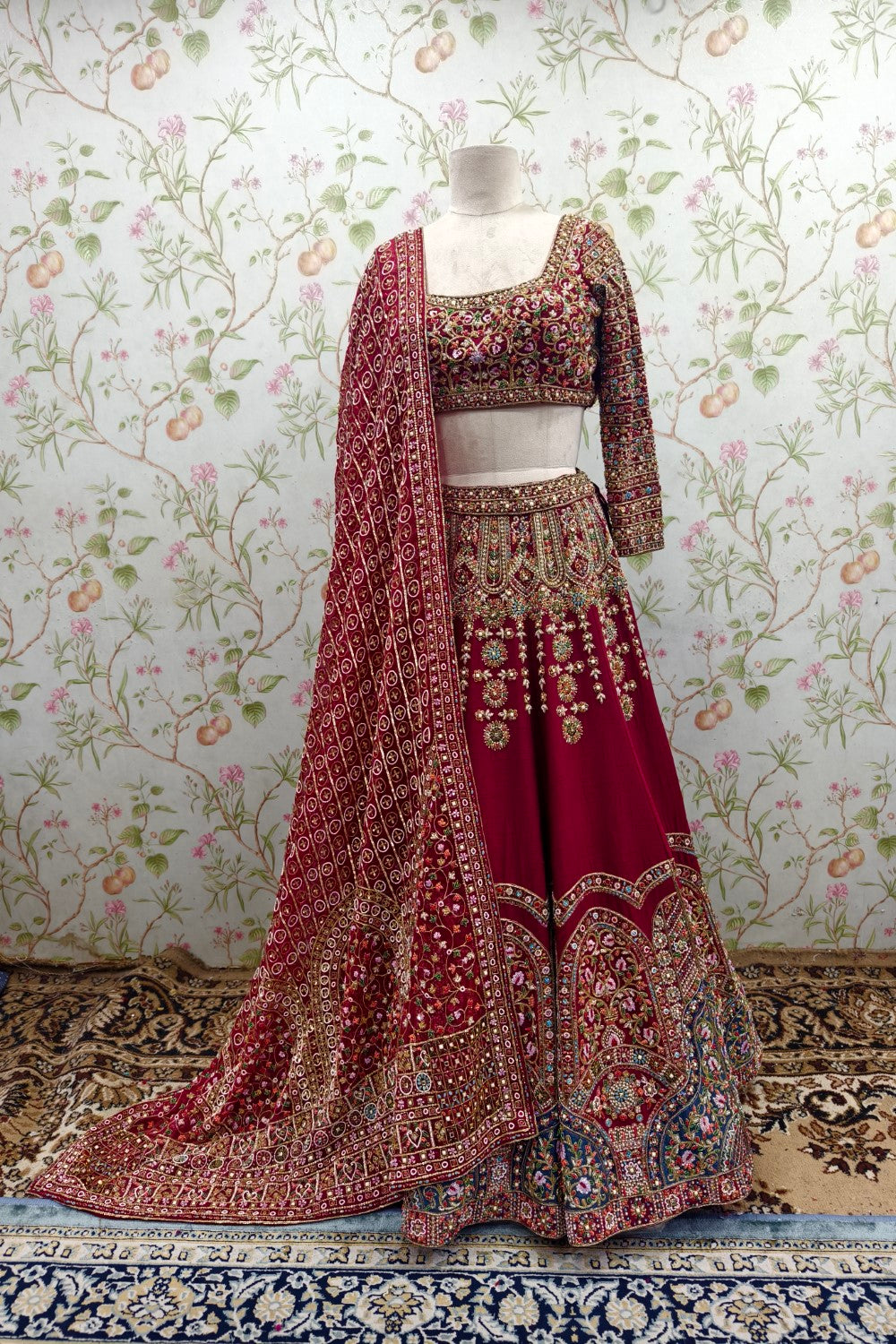 Red Bridal Lehenga with Heavy Intricate Embroidery - Designer Wedding Ensemble