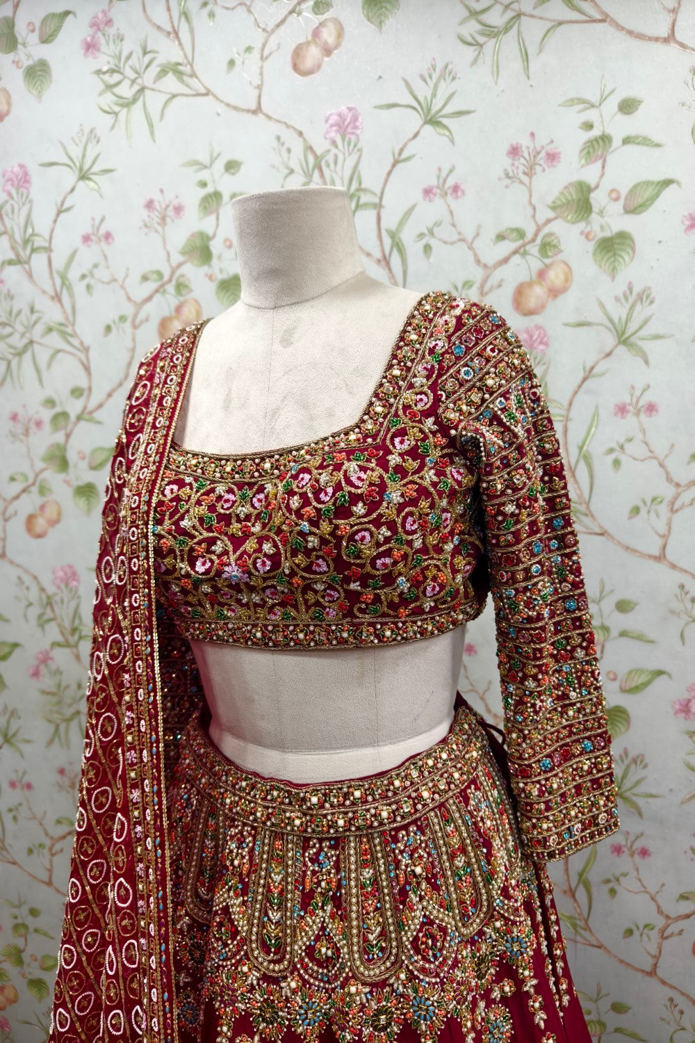Red Bridal Lehenga with Heavy Intricate Embroidery - Designer Wedding Ensemble
