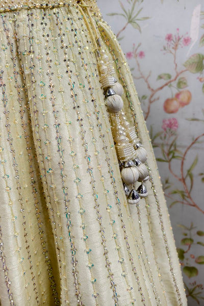 Traditional Embroidered Lehenga and Textured Blouse in Pistachio Color - Designer Ethnic Masterpiece