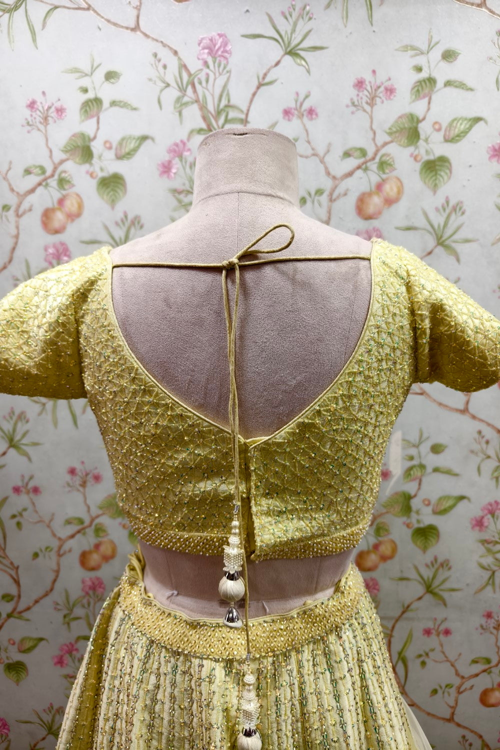 Traditional Embroidered Lehenga and Textured Blouse in Pistachio Color - Designer Ethnic Masterpiece