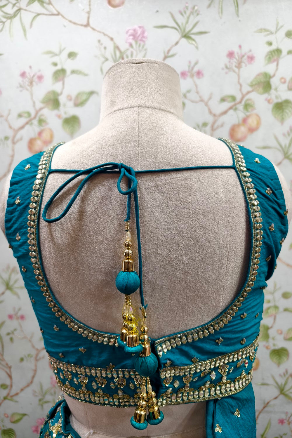 Turquoise Lehenga with Golden Embroidery - Designer Ethnic Elegance