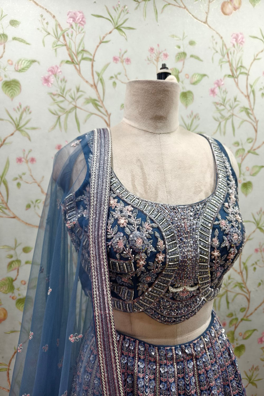 Royal Blue Lehenga with Extensive Intricate Embroidery - Designer Bridal Masterpiece