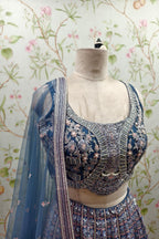 Royal Blue Lehenga with Extensive Intricate Embroidery - Designer Bridal Masterpiece