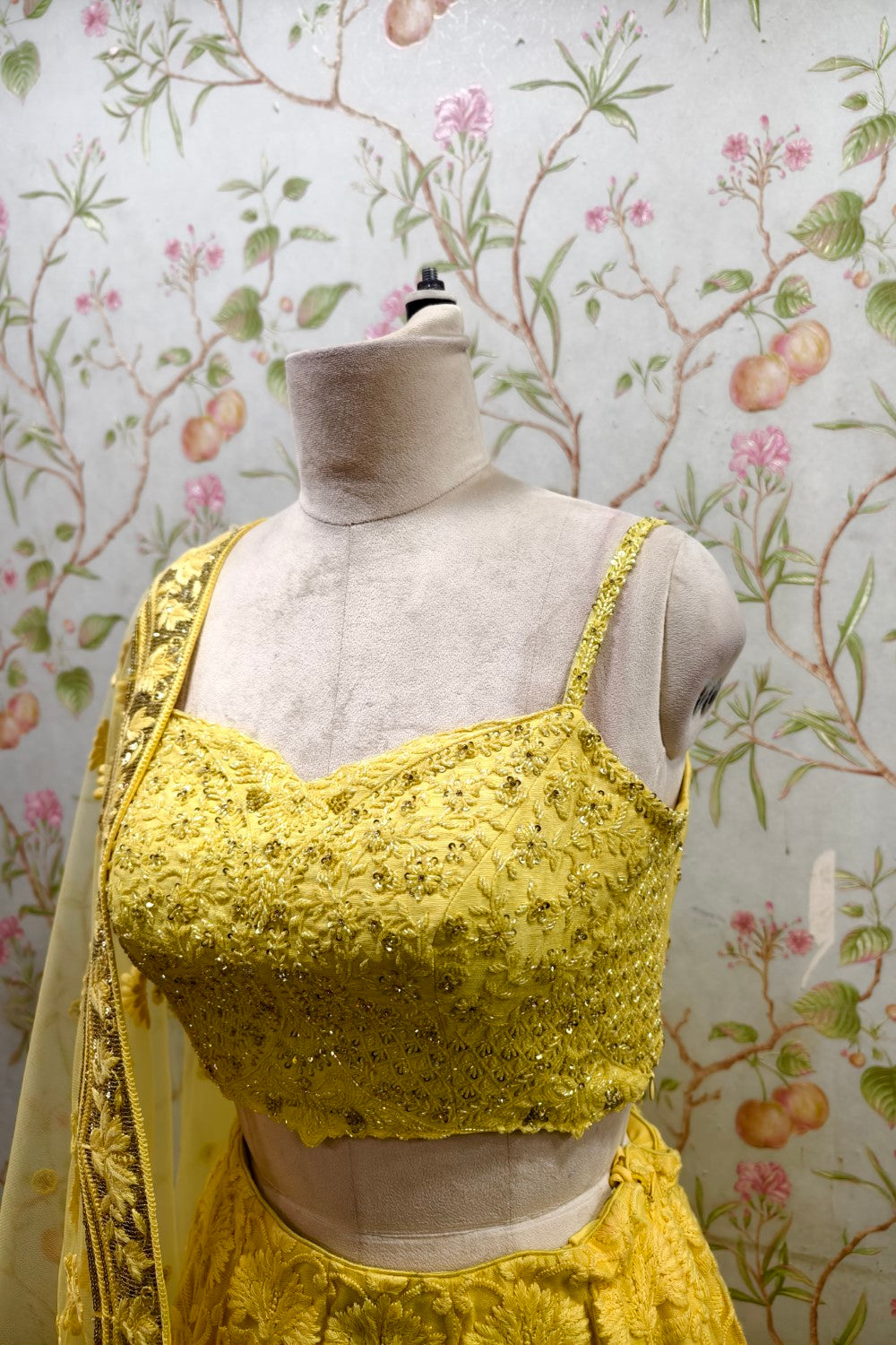 Bright Yellow Net Embroidered Lehenga - Radiant Designer Ethnic Ensemble Secondary image