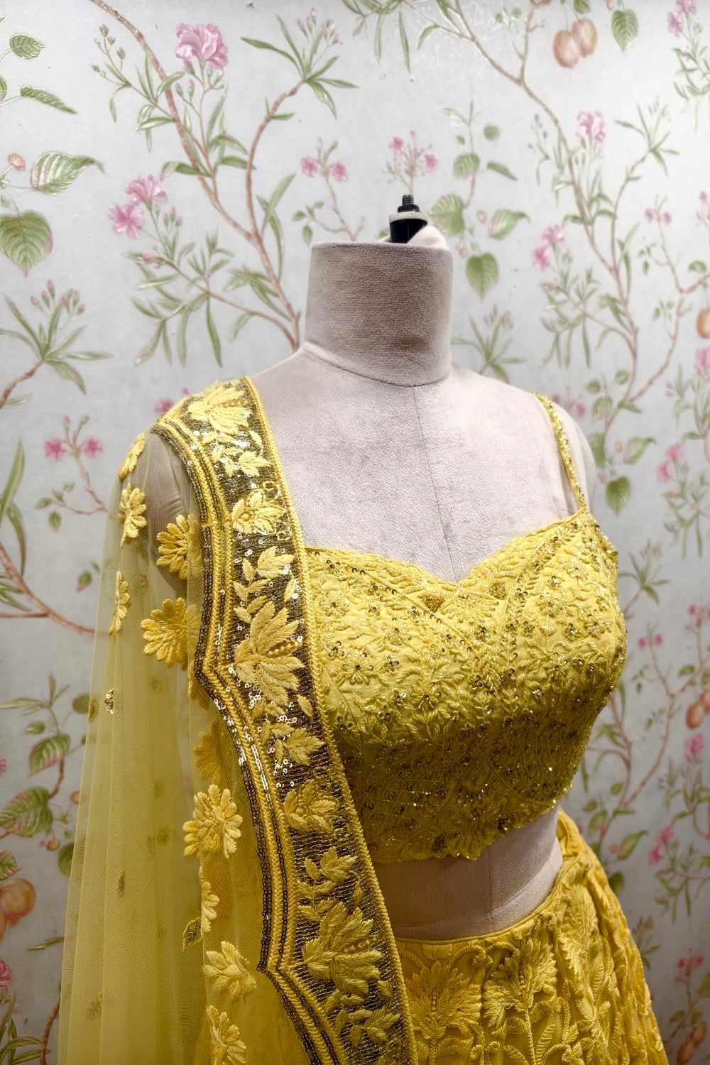 Bright Yellow Net Embroidered Lehenga - Radiant Designer Ethnic Ensemble