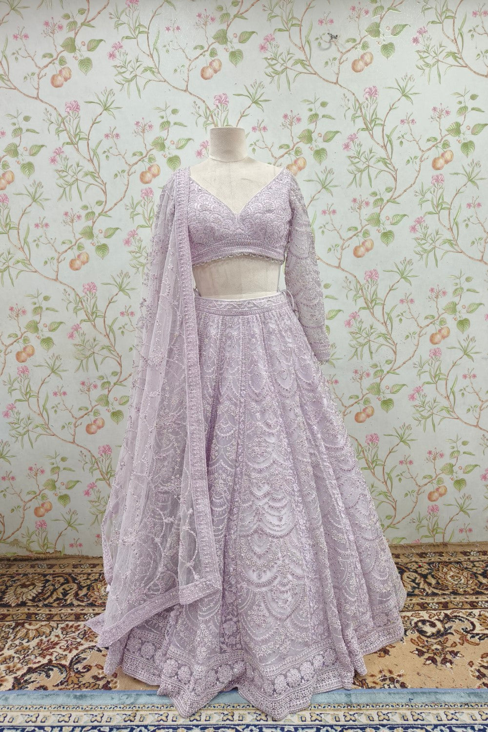 Hand Embroidered Resham And Lehenga Set