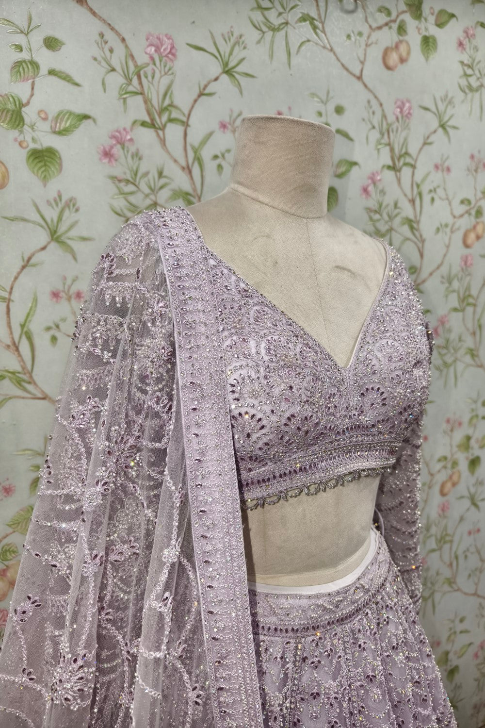 Hand Embroidered Resham And Lehenga Set
