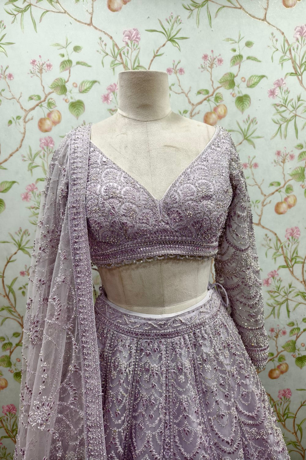 Hand Embroidered Resham And Lehenga Set