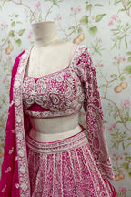 Pink lehenga with cutdana and zari