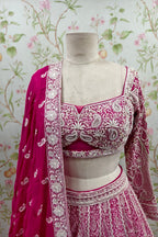 Pink lehenga with cutdana and zari