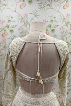 Beige Embroidered Sequin sweetheart Neck Floral Lehenga And Blouse Set