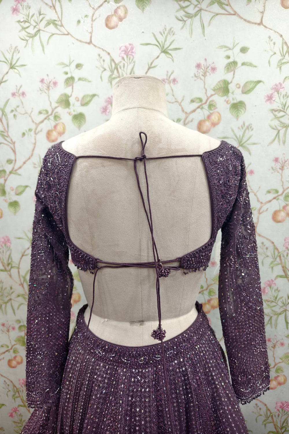 purple color Zari work lehenga choli