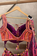 Pink Floral lehenga with hand zari