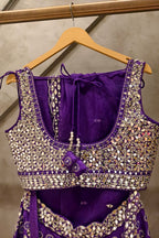 Blue Lehenga And Dupatta Net Embroidery with mirror