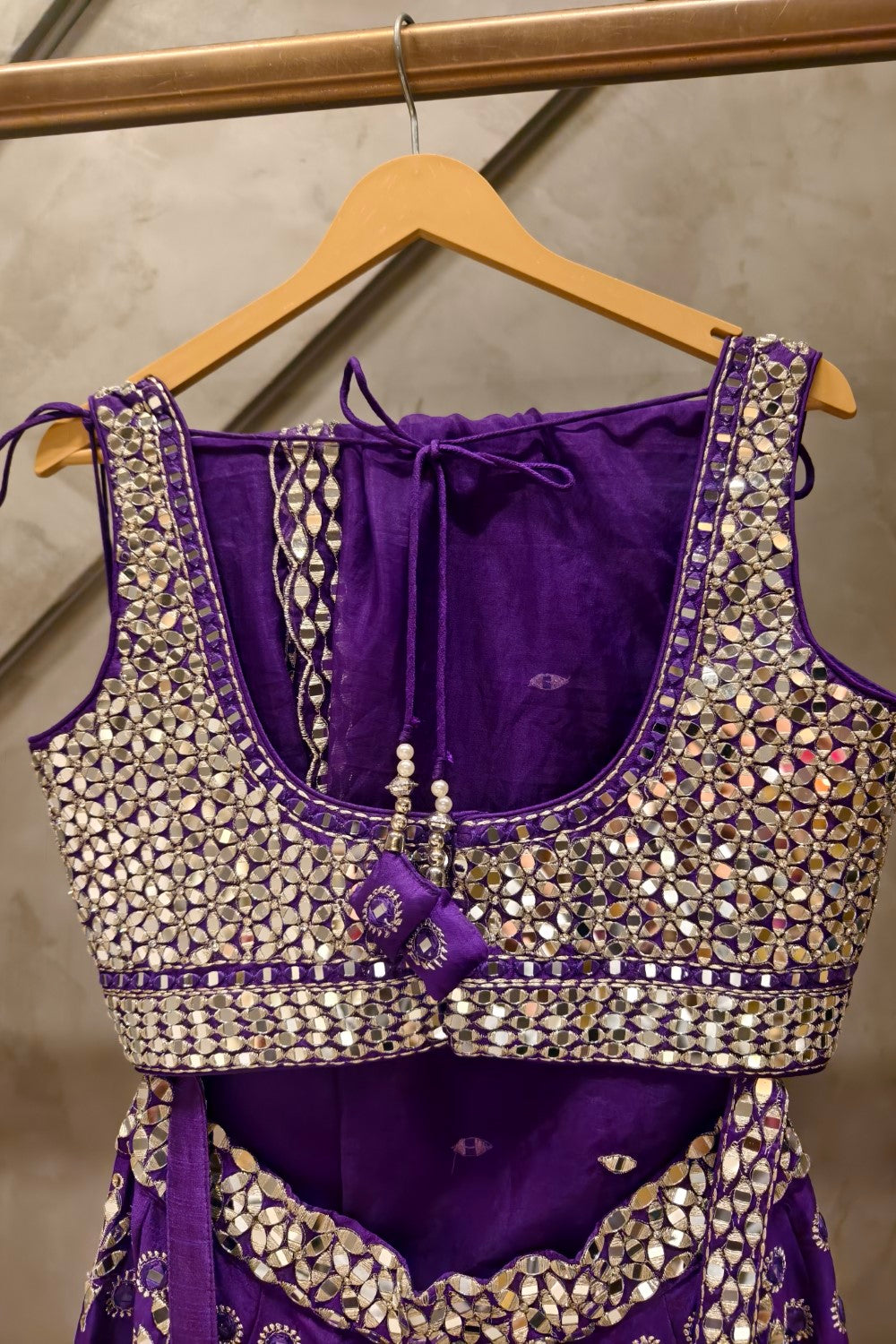 Blue Lehenga And Dupatta Net Embroidery with mirror