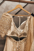 Beige Blouse And Lehenga with sequins