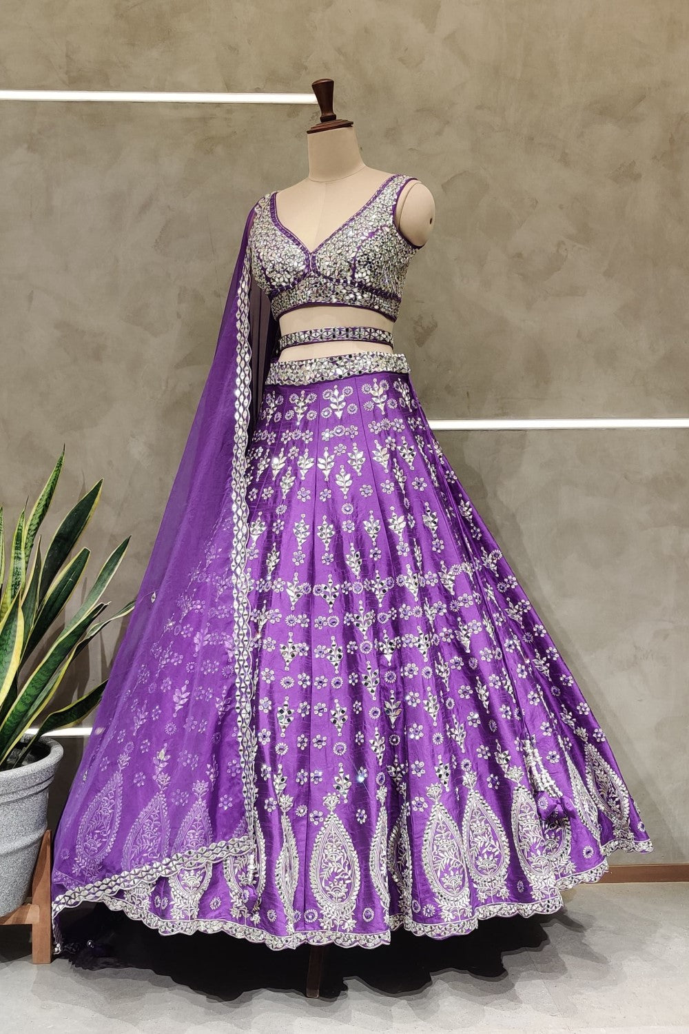 Blue Lehenga And Dupatta Net Embroidery with mirror Main image