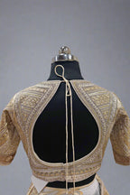 White Silk Embroidery Glass Beads with  Floral Zardosi  Lehenga Set