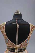 Multi Color silk Embroidered Resham Geometric Pattern  Lehenga Set