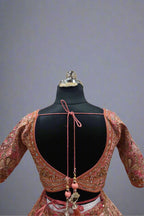 Pink Pure Raw Silk Hand Embroidered Thread u Neck And Zari Bridal Lehenga Set