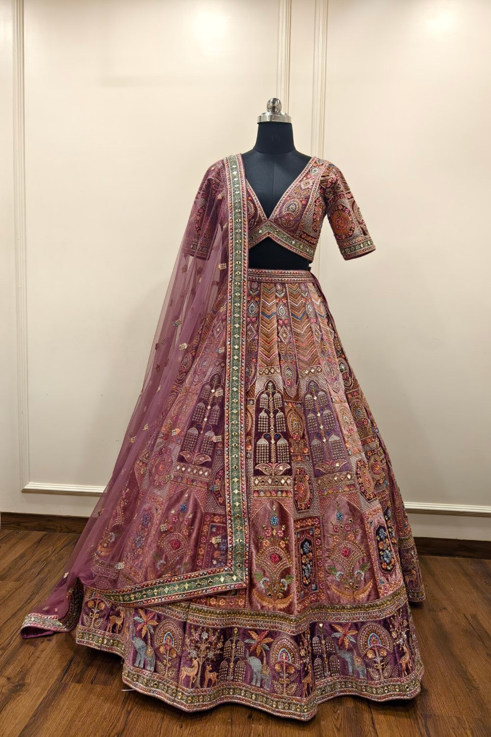 Maroon Lehenga And Blouse Silk Embellished Sequin Safarish Floral Bridal Set