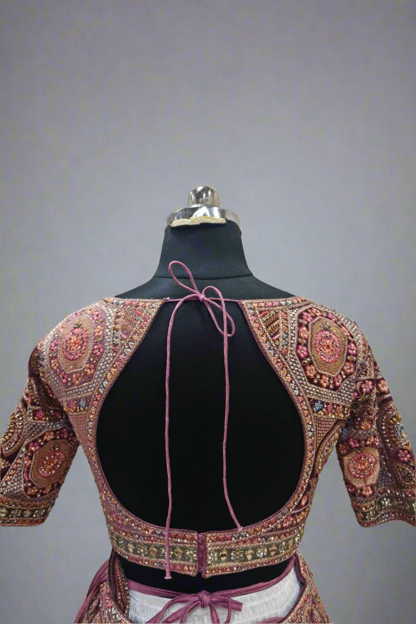 Maroon Lehenga And Blouse Silk Embellished Sequin Safarish Floral Bridal Set