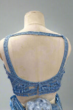 Blue  Embroidery Beads One Crystal And Sequin Lehenga With Blouse