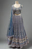 Midnight Blue Hand-Embroidered Lehenga with Intricate Zari and Sequin Det