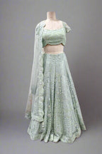 Mint Green Embroidered Lehenga with Intricate Pearl & Sequin Detailing