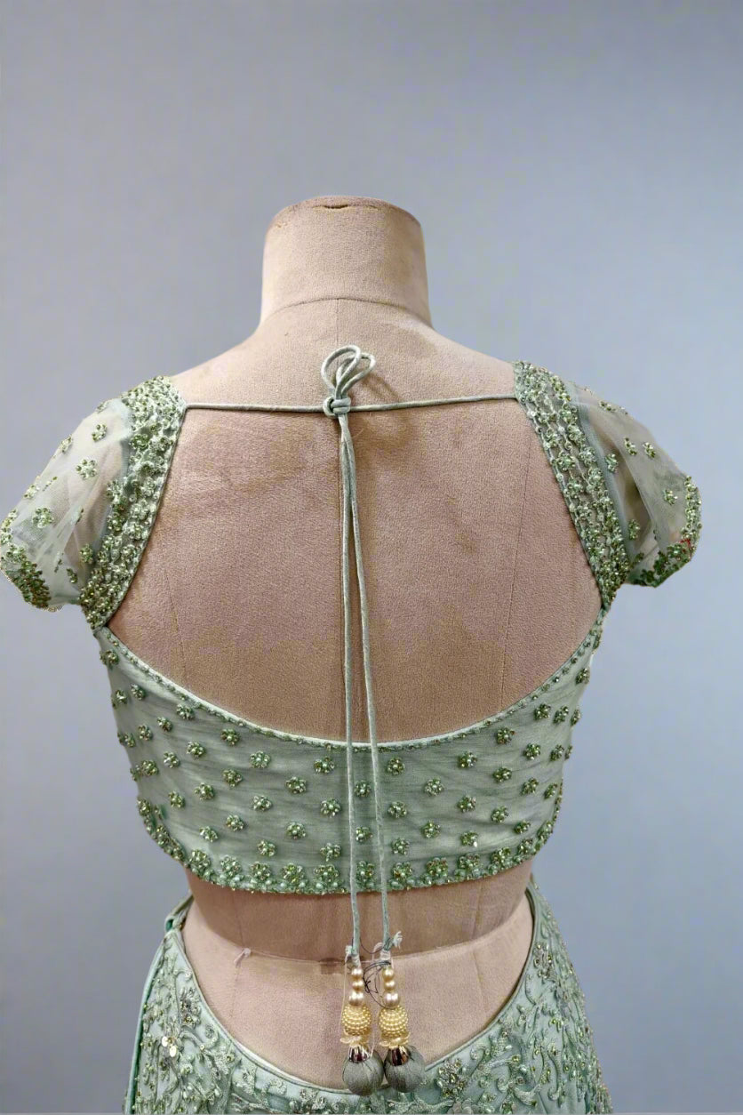 Mint Green Embroidered Lehenga with Intricate Pearl & Sequin Detailing