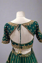 Regal Emerald Green Embroidered Lehenga with Intricate Zari & Sequin Detailing