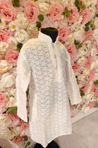 White chikenkari kurta