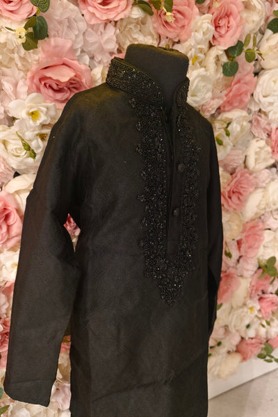 Black Art Silk Embroidery Thread Sequin Work Kurta Set