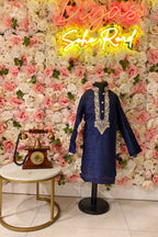 Blue Cotton Silk Embroidered Thread Floral Kurta