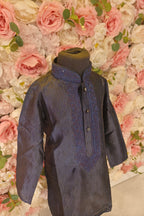 Navy Blue silk Embroidered Royal Kurta Set