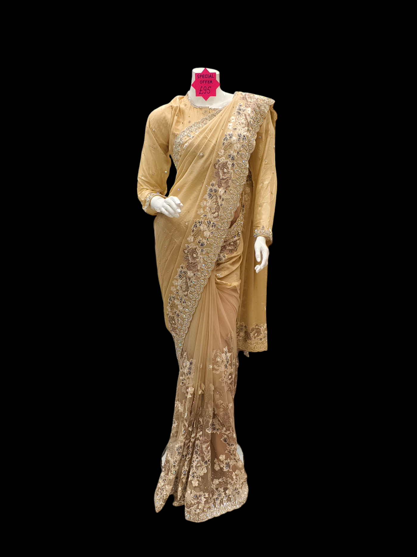 Exquisite Embroidered Net Saree for a Timeless Look