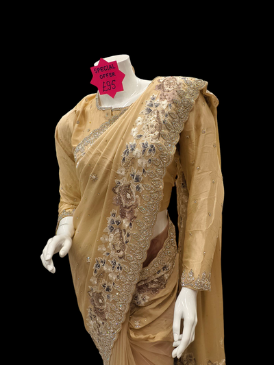 Exquisite Embroidered Net Saree for a Timeless Look