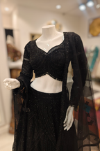 Black Lehenga Adorned with Exquisite Handcrafted Detailing