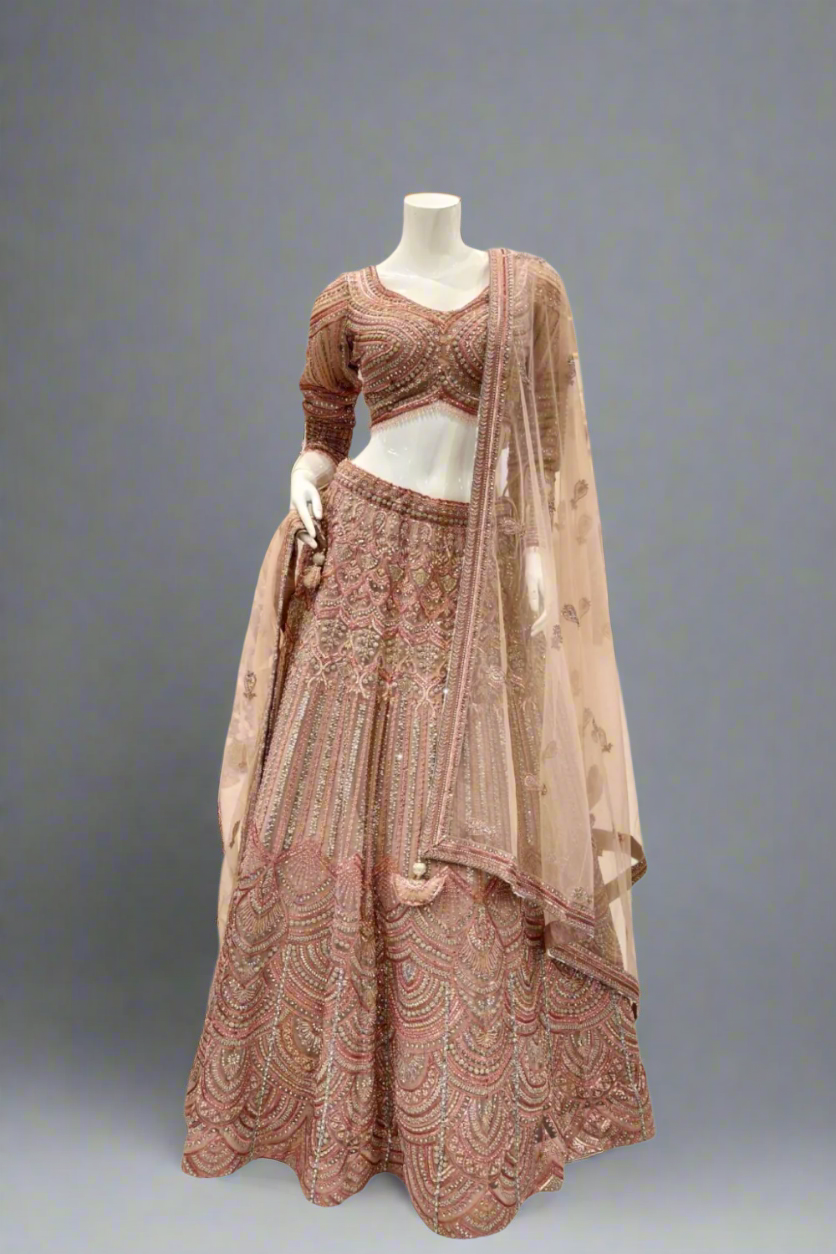 Gold Lehenga And Blouse Embroidery Zardozi Sweetheart Neck Set