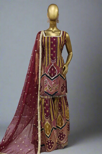 Patchwork multi color gharara suit