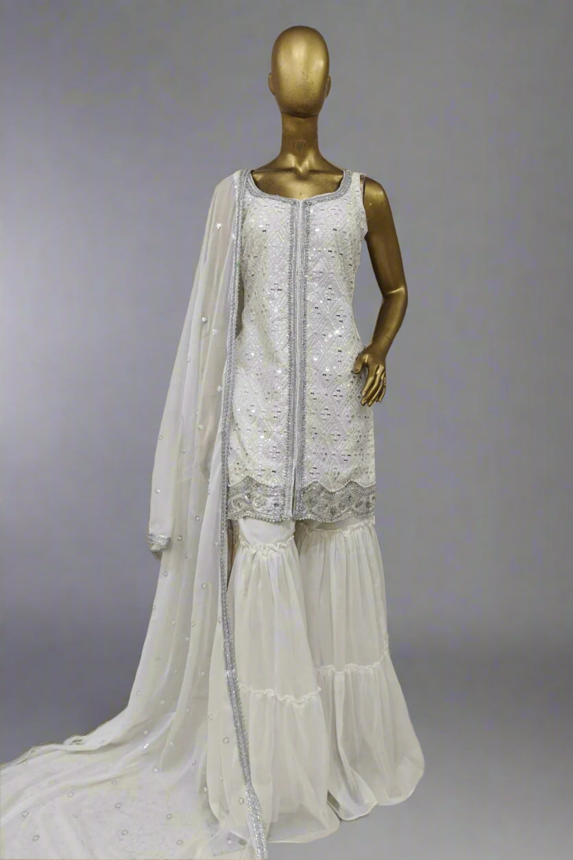 Foil work pink gharara set