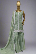 Foil work pink gharara set