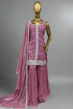 Foil work pink gharara set
