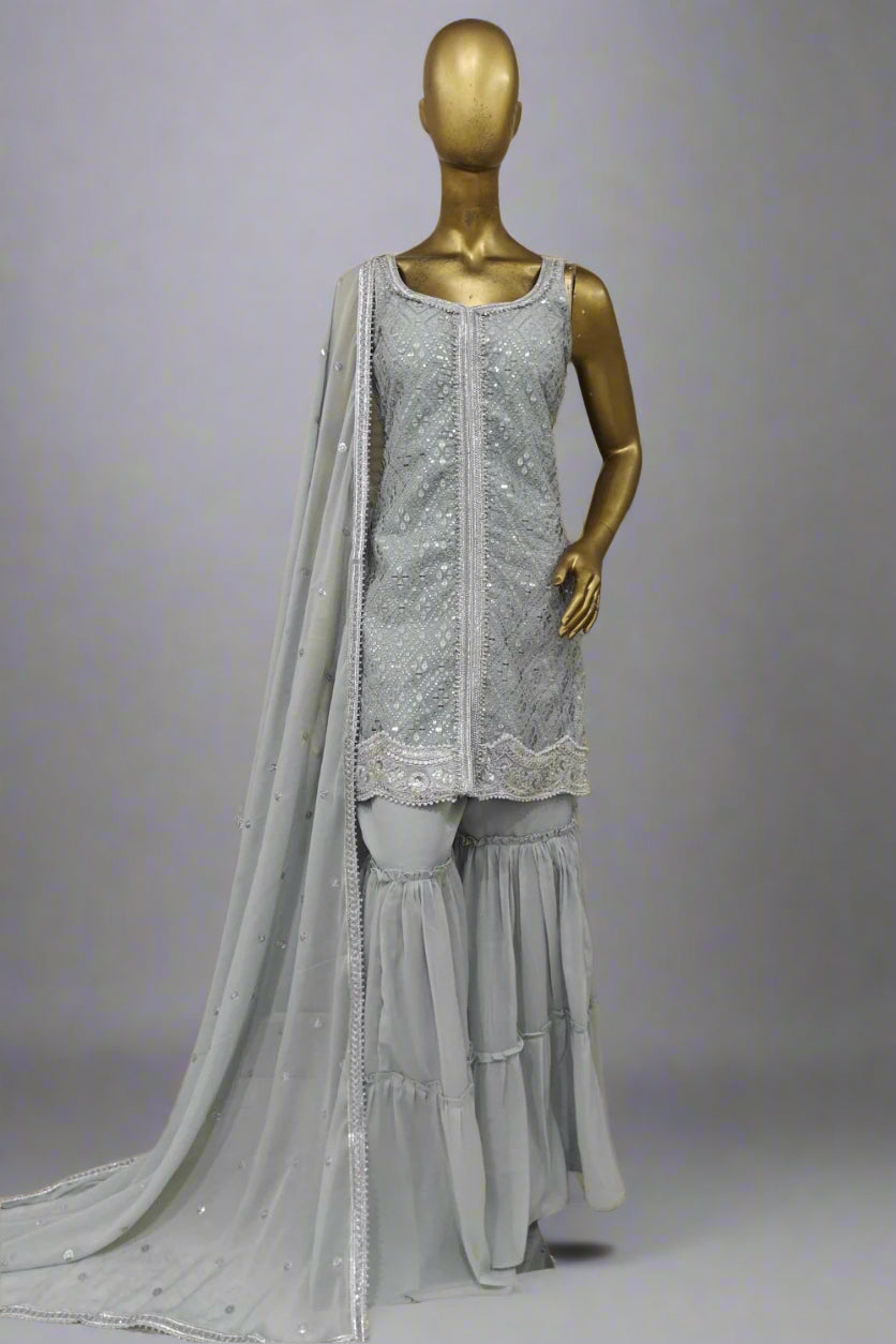 Foil work pink gharara set