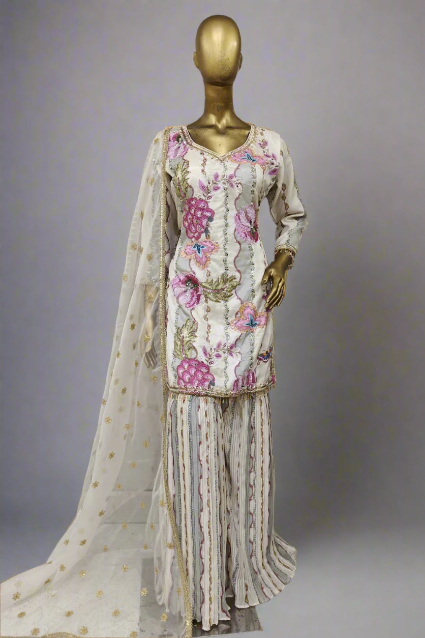 Thread work  black sharara suit