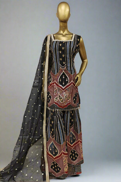 Patchwork multi color gharara suit