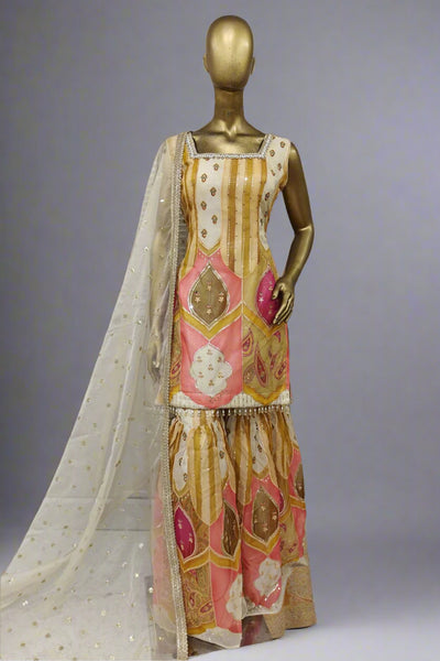 Patchwork multi color gharara suit